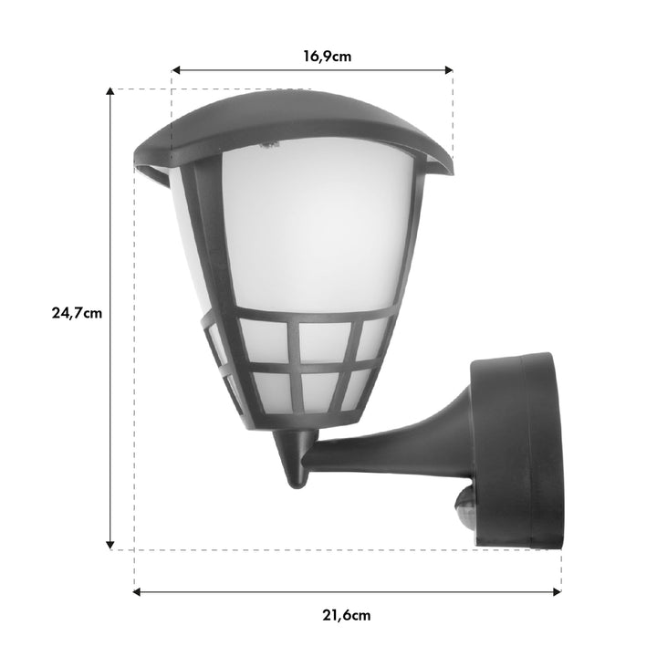 Maclean MCE518 GR Aplique 1xE27 con sensor, sensor de infrarrojos, carga máx. 60W, IP65, color gris + Maclean Energy MCE268 WW Bombilla de filamento LED E27, 8W 230V blanco cálido 3000K 1055lm retro edison decorativa