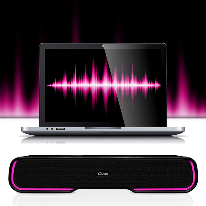 Media-Tech Altavoz Bluetooth portátil con barra de sonido, retroiluminación RGB multicolor, RMS 10 W, PMPO 450 W, radio FM, MP3. AUX, batería recargable integrada, PHANTOM BT