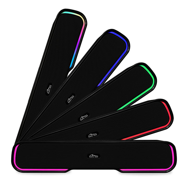 Media-Tech Altavoz Bluetooth portátil con barra de sonido, retroiluminación RGB multicolor, RMS 10 W, PMPO 450 W, radio FM, MP3. AUX, batería recargable integrada, PHANTOM BT