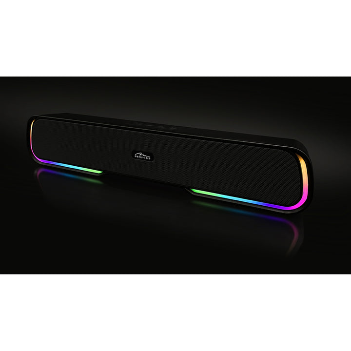 Media-Tech Altavoz Bluetooth portátil con barra de sonido, retroiluminación RGB multicolor, RMS 10 W, PMPO 450 W, radio FM, MP3. AUX, batería recargable integrada, PHANTOM BT