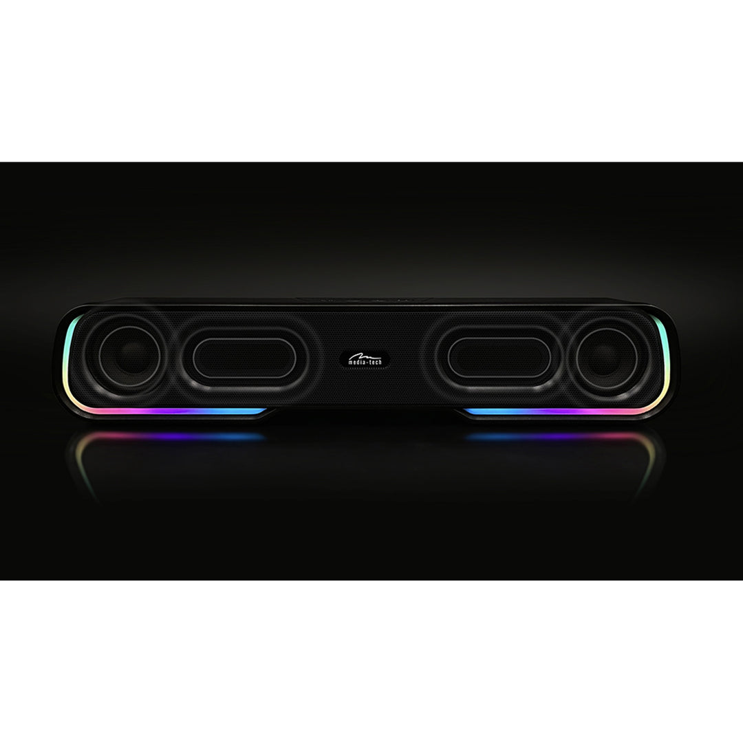 Media-Tech Altavoz Bluetooth portátil con barra de sonido, retroiluminación RGB multicolor, RMS 10 W, PMPO 450 W, radio FM, MP3. AUX, batería recargable integrada, PHANTOM BT