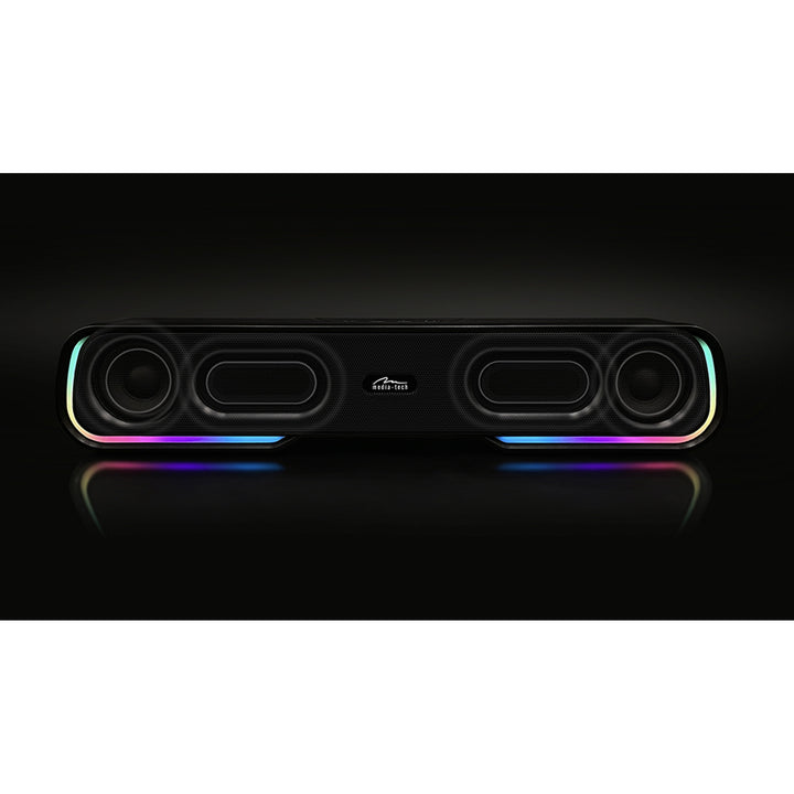 Media-Tech Altavoz Bluetooth portátil con barra de sonido, retroiluminación RGB multicolor, RMS 10 W, PMPO 450 W, radio FM, MP3. AUX, batería recargable integrada, PHANTOM BT