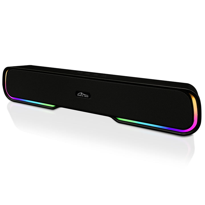 Media-Tech Altavoz Bluetooth portátil con barra de sonido, retroiluminación RGB multicolor, RMS 10 W, PMPO 450 W, radio FM, MP3. AUX, batería recargable integrada, PHANTOM BT