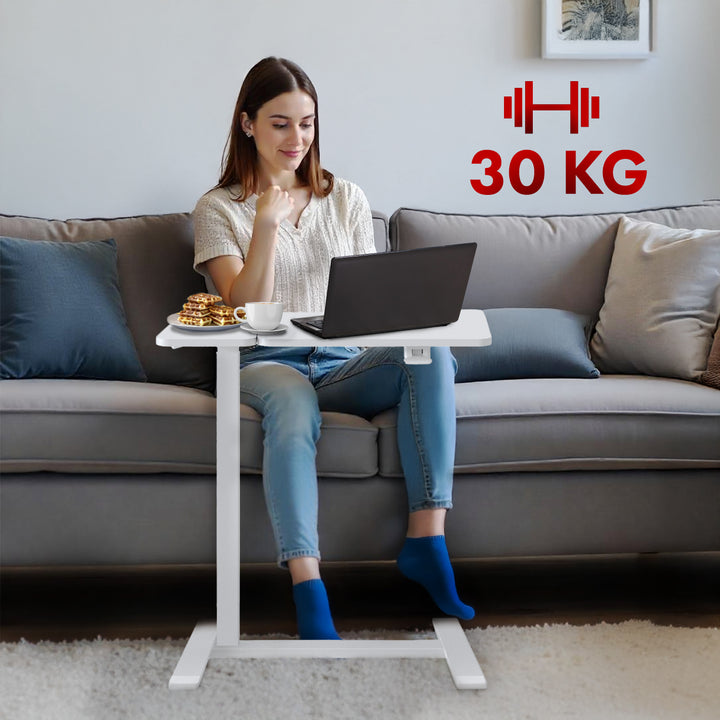 Suporte móvel para secretária/portátil Maclean, branco, altura regulável de 76 a 109 cm, máx. 30 kg, MC-120 W