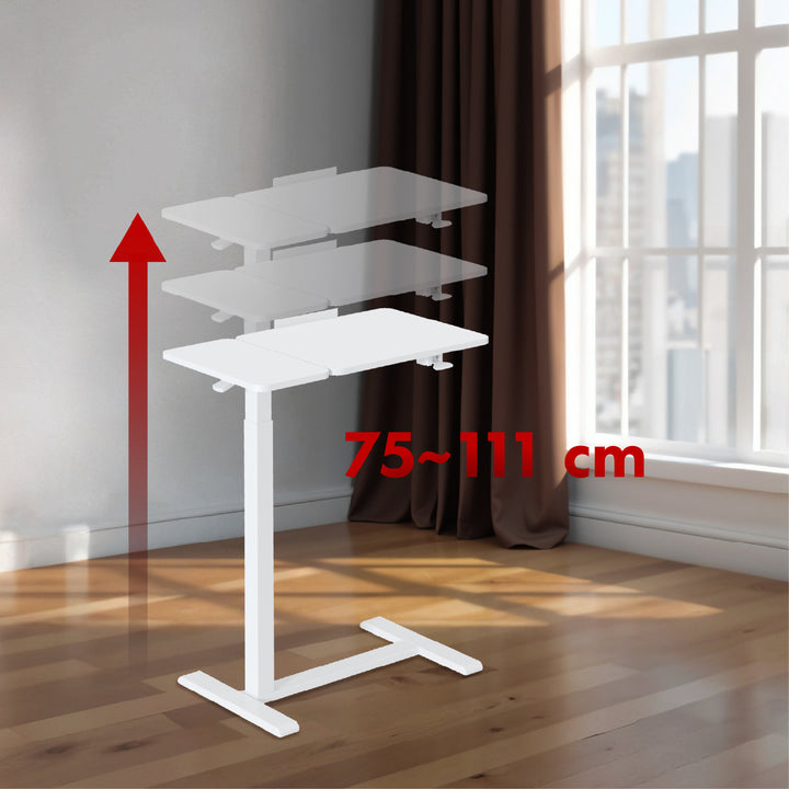 Suporte móvel para secretária/portátil Maclean, branco, altura regulável de 76 a 109 cm, máx. 30 kg, MC-120 W