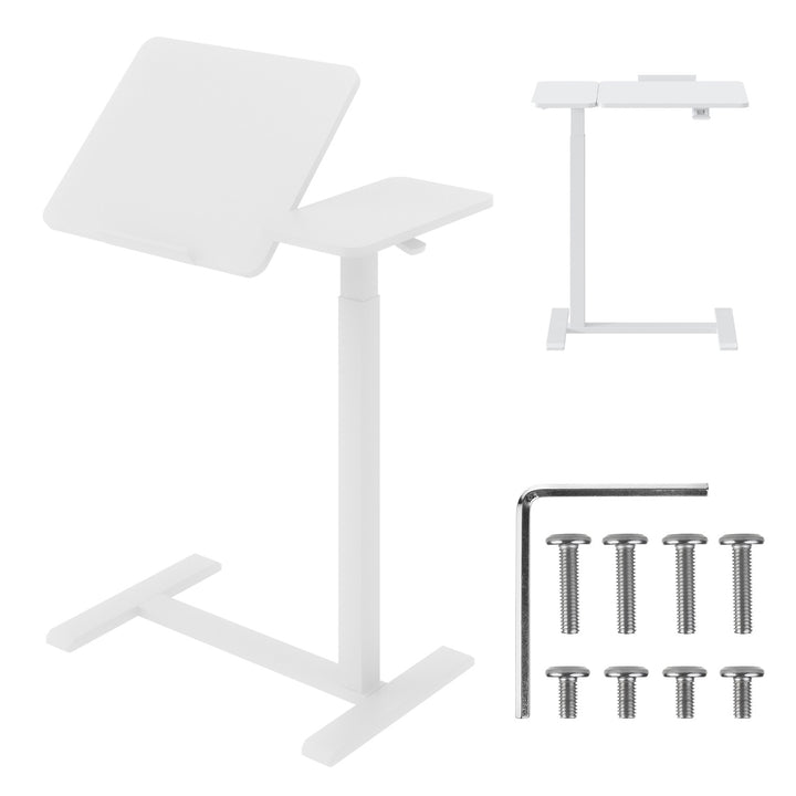 Suporte móvel para secretária/portátil Maclean, branco, altura regulável de 76 a 109 cm, máx. 30 kg, MC-120 W