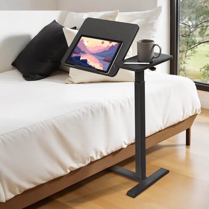 Suporte móvel para secretária/portátil Maclean, preto, altura ajustável de 76 a 109 cm, máx. 30 kg, MC-120 B