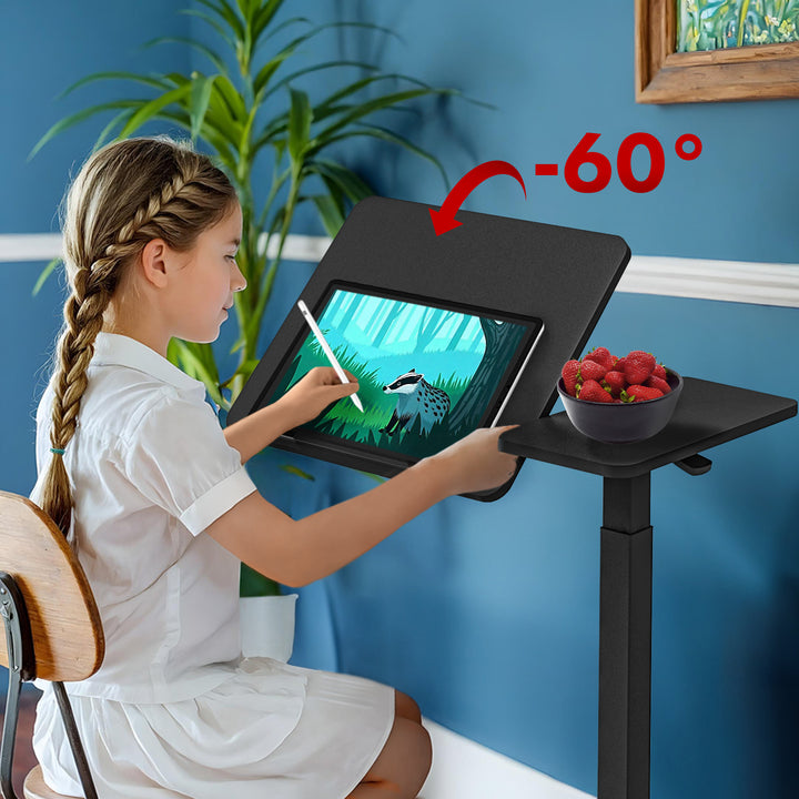 Suporte móvel para secretária/portátil Maclean, preto, altura ajustável de 76 a 109 cm, máx. 30 kg, MC-120 B