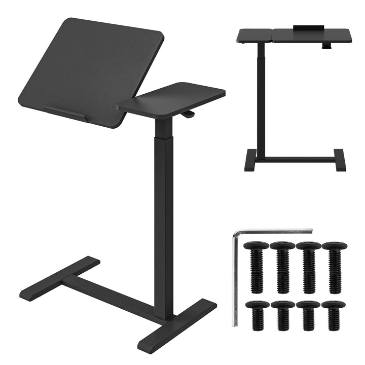 Suporte móvel para secretária/portátil Maclean, preto, altura ajustável de 76 a 109 cm, máx. 30 kg, MC-120 B