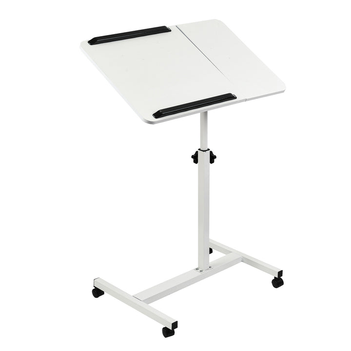 Suporte móvel para secretária/portátil Maclean MC-121 W, altura regulável de 59 a 89 cm, máx. 30 kg, branco