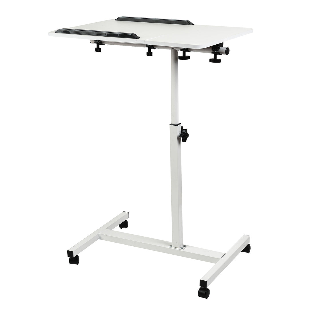 Suporte móvel para secretária/portátil Maclean MC-121 W, altura regulável de 59 a 89 cm, máx. 30 kg, branco