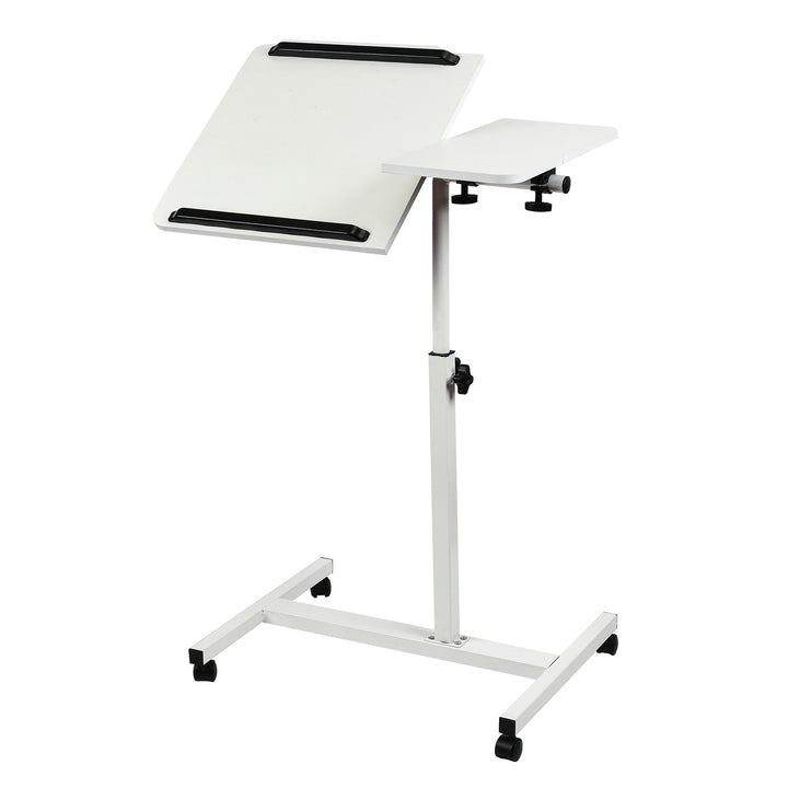 Suporte móvel para secretária/portátil Maclean MC-121 W, altura regulável de 59 a 89 cm, máx. 30 kg, branco