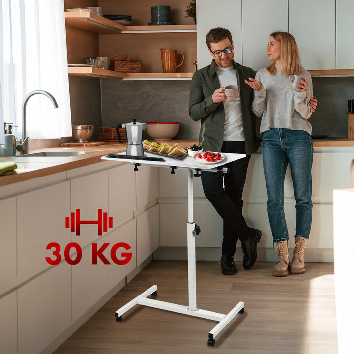 Suporte móvel para secretária/portátil Maclean MC-121 W, altura regulável de 59 a 89 cm, máx. 30 kg, branco