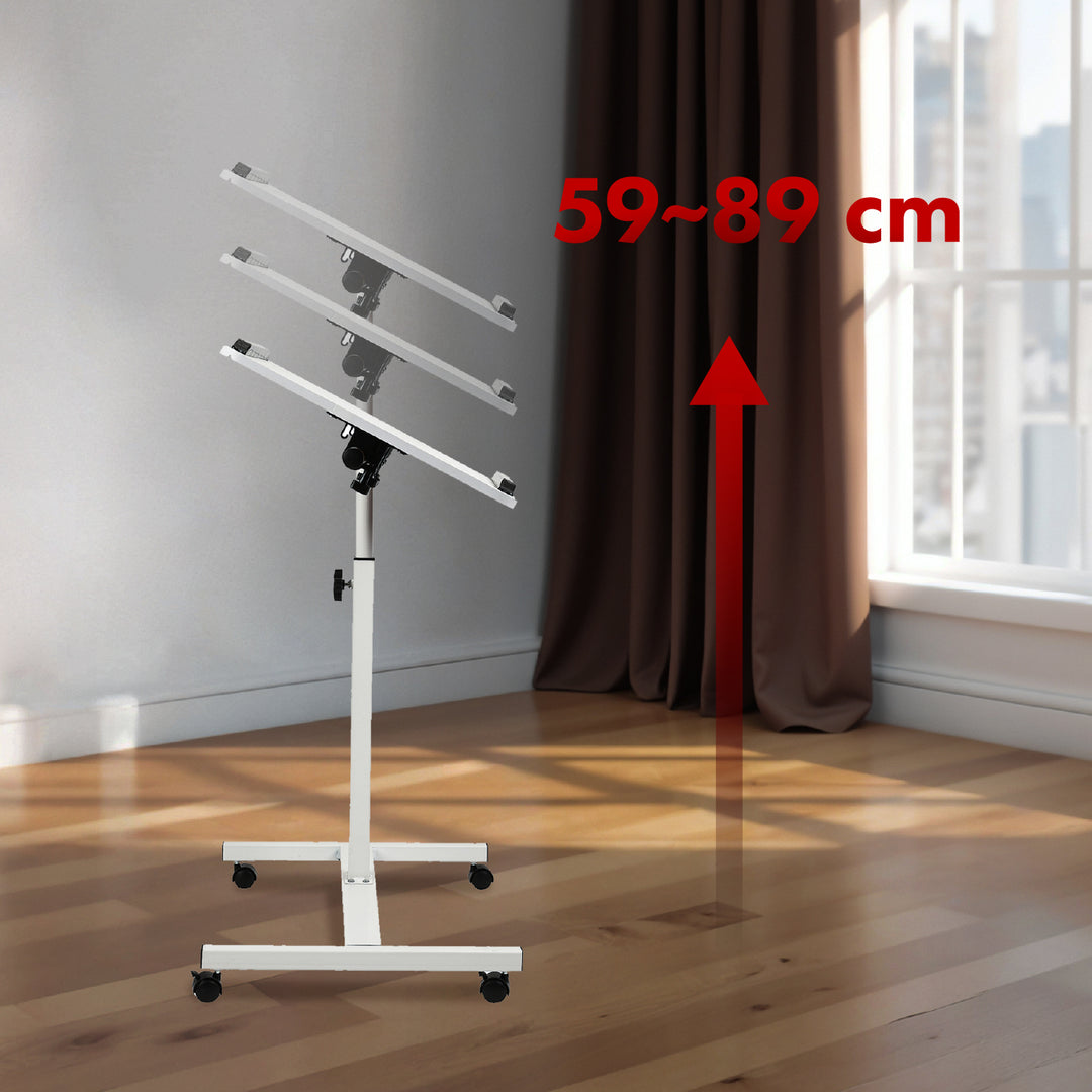 Suporte móvel para secretária/portátil Maclean MC-121 W, altura regulável de 59 a 89 cm, máx. 30 kg, branco