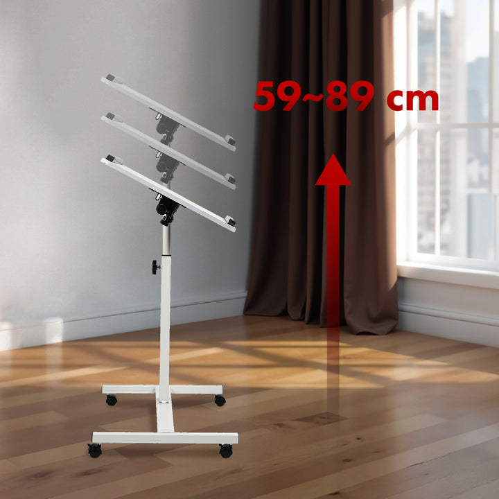 Suporte móvel para secretária/portátil Maclean MC-121 W, altura regulável de 59 a 89 cm, máx. 30 kg, branco