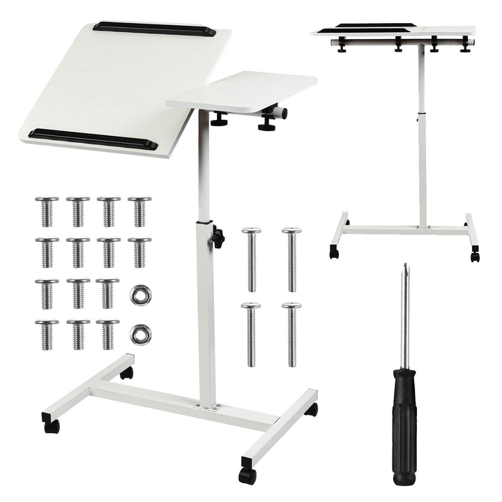 Suporte móvel para secretária/portátil Maclean MC-121 W, altura regulável de 59 a 89 cm, máx. 30 kg, branco