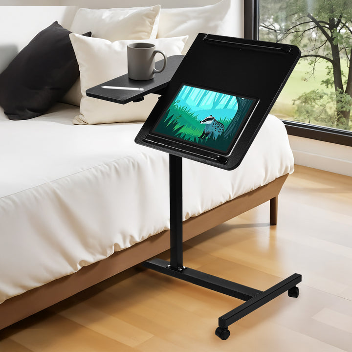 Suporte móvel para secretária/portátil Maclean MC-121 B, altura regulável de 59 a 89 cm, máx. 30 kg, preto
