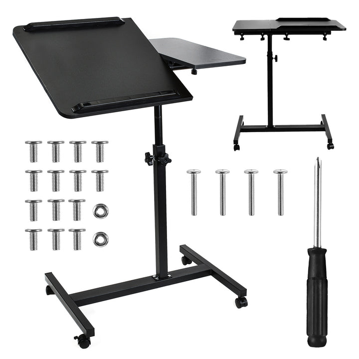 Suporte móvel para secretária/portátil Maclean MC-121 B, altura regulável de 59 a 89 cm, máx. 30 kg, preto