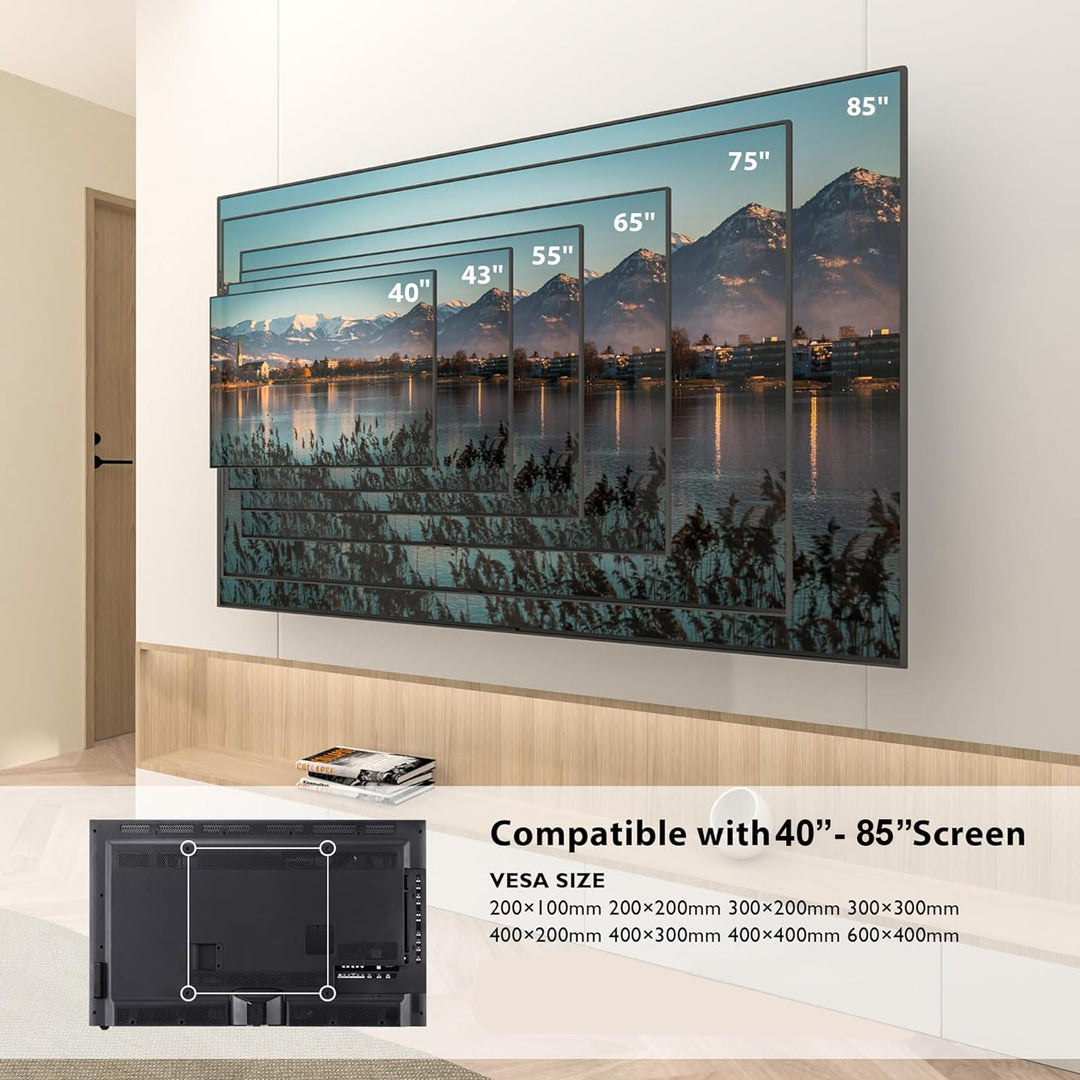 Maclean MC-123 Soporte de pared ultraplano para TV, 40-85", VESA máx. 600x400, carga hasta 80 kg