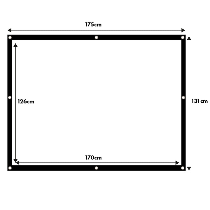 Tela de projeção Maclean, 84", 175x131 cm, moldura de 25 mm, 4:3, ganchos de tensão, MC-166