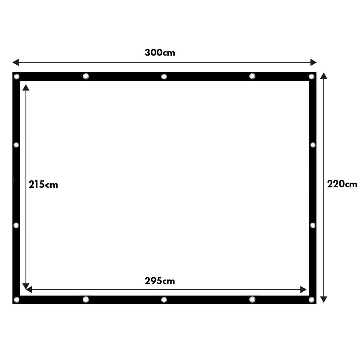 Tela de projeção Maclean, 150", 300x220 cm, borda de 25 mm 4:3, ganchos de tensão, MC-168