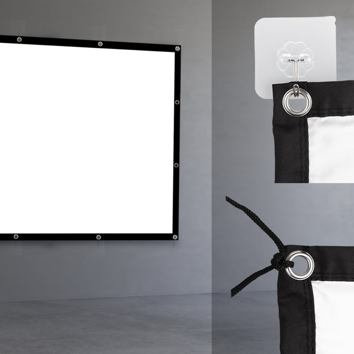 Tela de projeção Maclean, 150", 300x220 cm, borda de 25 mm 4:3, ganchos de tensão, MC-168