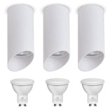 Maclean MCE360 W Luminaria/tubo de superficie, spot, redondo, aluminio, GU10, 55x130mm, blanco, 3pcs+LED bombilla GU10 7W Maclean Energy MCE437 NW blanco neutro 4000K, 220-240V~, 50/60Hz 3pcs