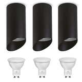 Maclean MCE360 B Luminaria/tubo de superficie, spot, redondo, aluminio, GU10, 55x130mm, color negro, 3pcs + bombilla LED GU10 7W Maclean Energy MCE437 NW blanco neutro 4000K, 220-240V~, 50/60Hz 3pcs