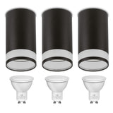 Maclean MCE361 B Luminaria de superficie / tubo, spot, redondo, aluminio, GU10, 55x130mm, color negro 3pcs+ Bombilla LED GU10 7W Maclean Energy MCE437 NW blanco neutro 4000K, 220-240V~, 50/60Hz, 490 3pcs