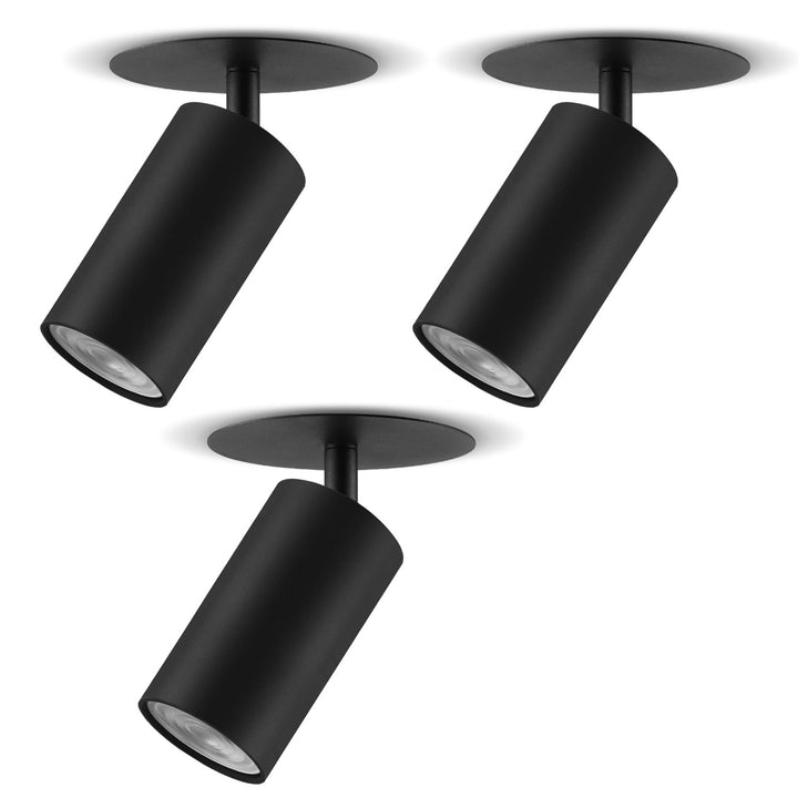 Maclean MCE364 B Luminaria/tubo empotrado, spot, redondo, aluminio, GU10, 55x130mm, color negro, 3pcs+ Bombilla LED GU10 7W Maclean Energy MCE437 NW blanco neutro 4000K, 220-240V~, 50/60Hz, 3pcs