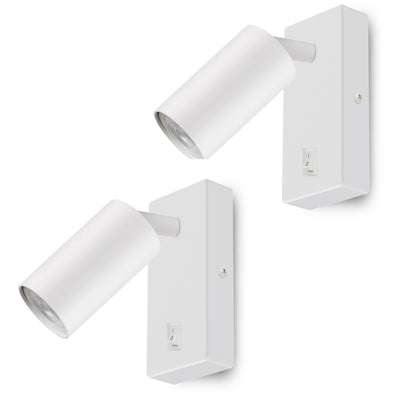 Candeeiro de parede Maclean, spot, redondo, GU10, com interruptor 55x90mm, branco, MCE369 W 2 peças + Lâmpada LED Maclean Energy MCE437 WW GU10 7W branco quente 3000K, 220-240V~, 50/60Hz, 2 peças
