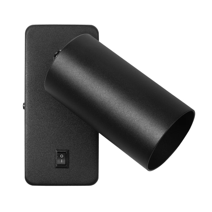 Maclean Aplique/plafón, spot, redondo, GU10, con interruptor 55x90mm, color negro, MCE369 B 2pcs+ Bombilla LED GU10 7W Maclean Energy MCE437 WW blanco cálido 3000K, 220-240V~, 50/60Hz, 2pcs