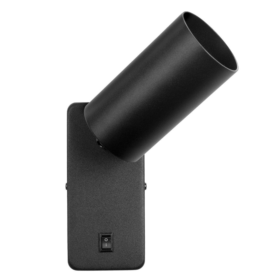 Maclean Aplique/plafón, spot, redondo, GU10, con interruptor 55x90mm, color negro, MCE369 B 2pcs+ Bombilla LED GU10 7W Maclean Energy MCE437 WW blanco cálido 3000K, 220-240V~, 50/60Hz, 2pcs