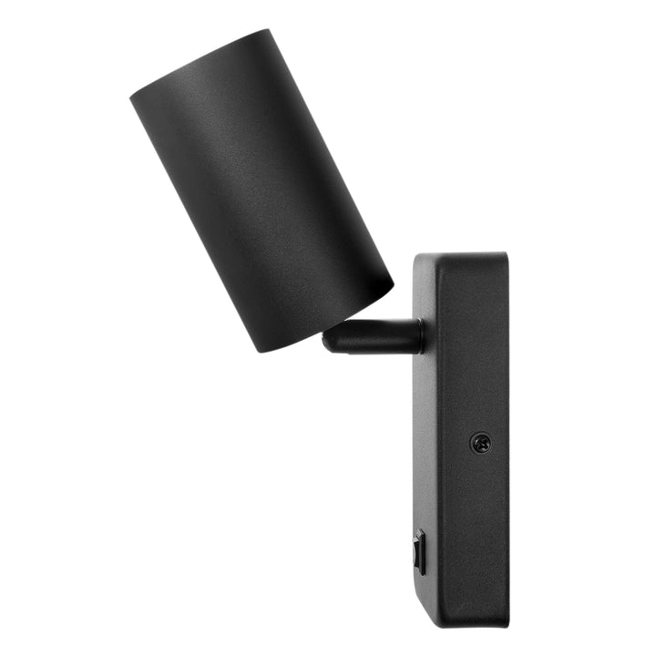 Maclean Aplique/plafón, spot, redondo, GU10, con interruptor 55x90mm, color negro, MCE369 B 2pcs+ Bombilla LED GU10 7W Maclean Energy MCE437 WW blanco cálido 3000K, 220-240V~, 50/60Hz, 2pcs