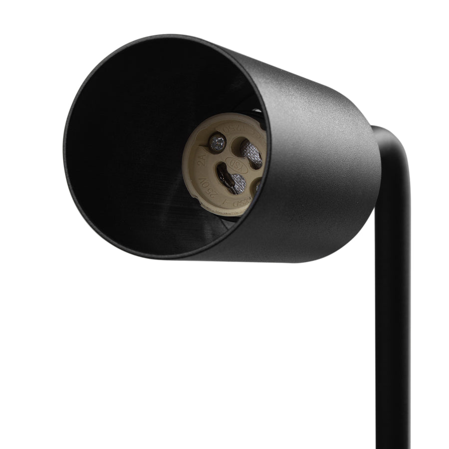 Maclean MCE370 B Candeeiro de mesa GU10, spot, redondo, GU10, com interruptor 55x90mm, preto + lâmpada LED GU10 7W Maclean Energy MCE437 NW branco neutro 4000K, 220-240V~, 50/60Hz, 490 lúmens