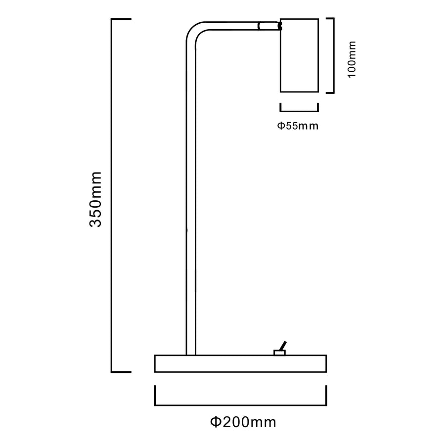 Maclean MCE370 B Candeeiro de mesa GU10, spot, redondo, GU10, com interruptor 55x90mm, preto + lâmpada LED GU10 7W Maclean Energy MCE437 NW branco neutro 4000K, 220-240V~, 50/60Hz, 490 lúmens