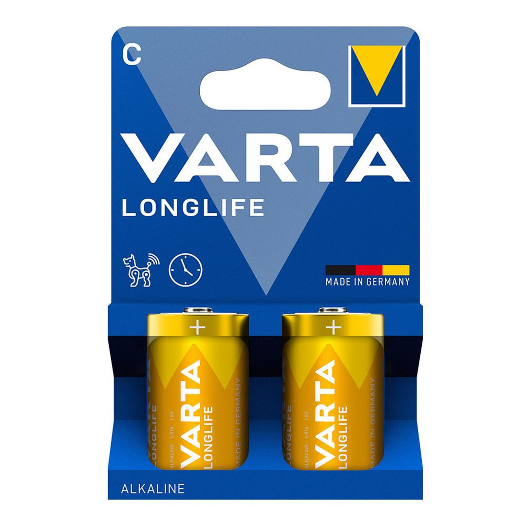 2 pilas alcalinas de 1,5 V LR14 C Varta Longlife en blíster
