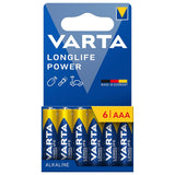 VARTA Longlife Power, 6 pilas alcalinas AAA, LR03, 1,5 V