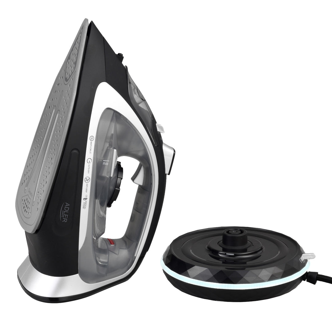 Ferro a vapor sem fio Adler AD 5043, placa de cerâmica, 2800 W