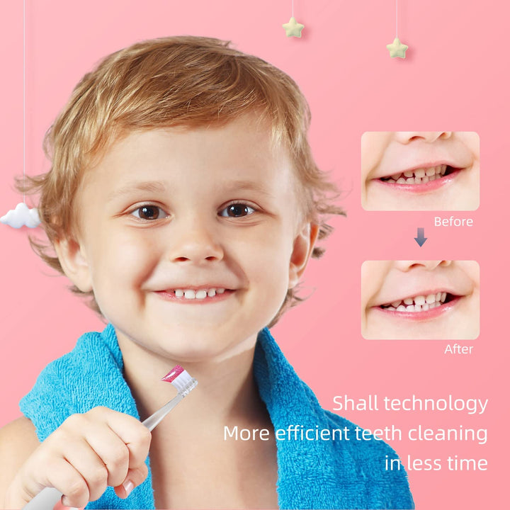 SEAGO cepillo dental sónico infantil, rosa, 4 puntas,SG-513 Rosa + SEAGO cepillo dental sónico infantil, azul, 4 puntas,SG-513