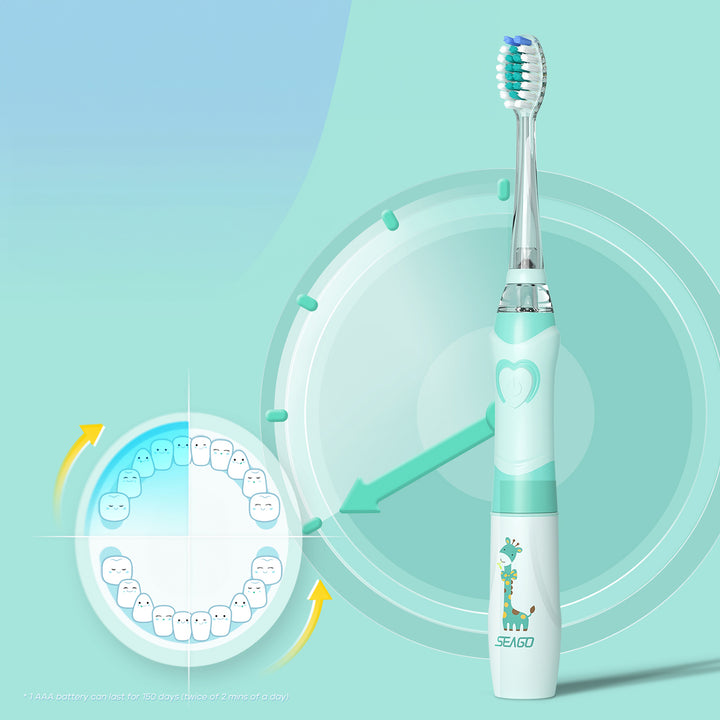 SEAGO cepillo dental sónico para niños, rosa, 3 puntas, SG-977 Rosa + SEAGO cepillo dental sónico para niños, verde, 3 puntas,SG-977 Verde