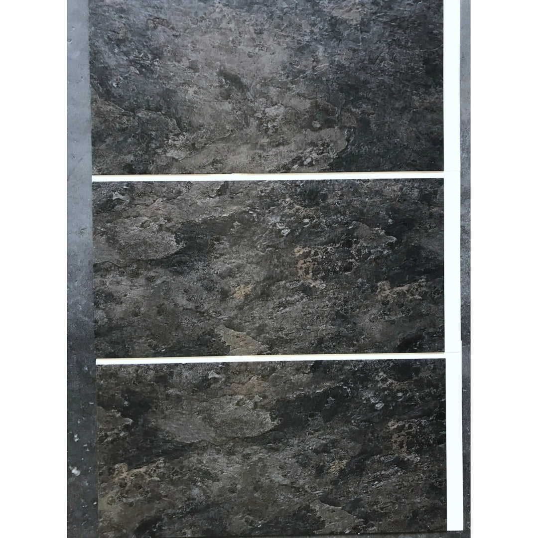 Fliesana Baldosas autoadhesivas para pared y suelo, juego de 3, impermeables, diseño de piedra natural (pizarra)