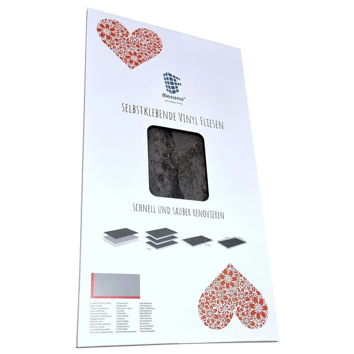 Fliesana Baldosas autoadhesivas para pared y suelo, juego de 3, impermeables, diseño de piedra natural (pizarra)