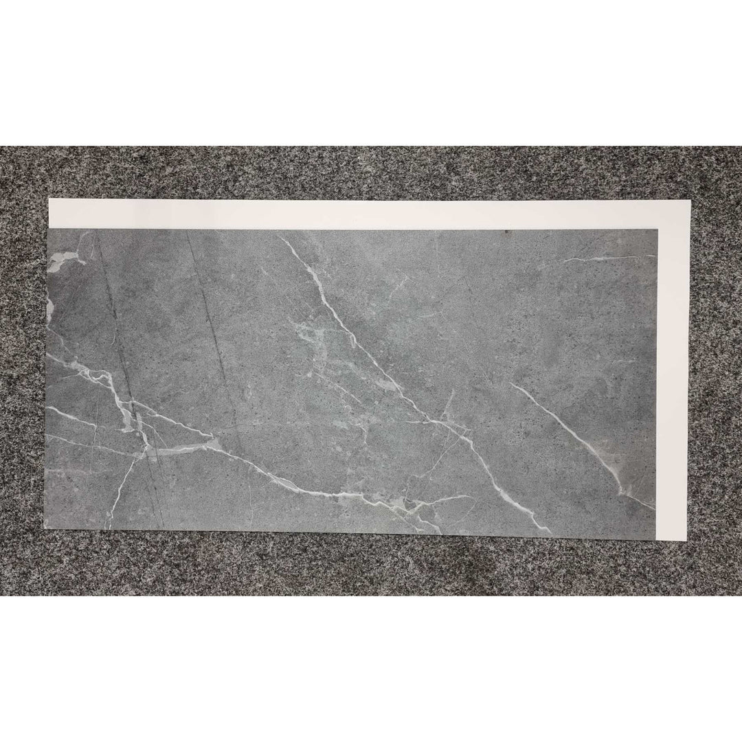 Fliesana Baldosas autoadhesivas para suelos y paredes, juego de 3, impermeables, diseño de piedra natural, color gris oscuro
