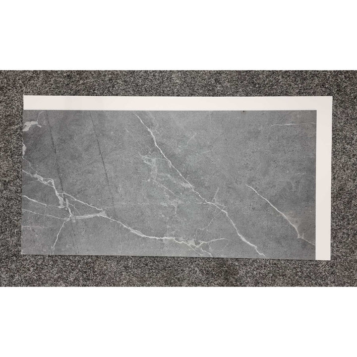 Fliesana Baldosas autoadhesivas para suelos y paredes, juego de 3, impermeables, diseño de piedra natural, color gris oscuro