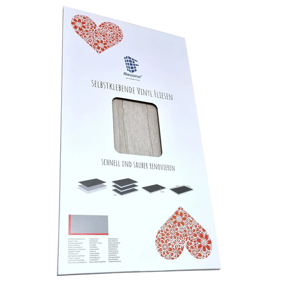 Fliesana Baldosas autoadhesivas para paredes y suelos, juego de 3, impermeable, dibujo de piedra natural (acantilado)