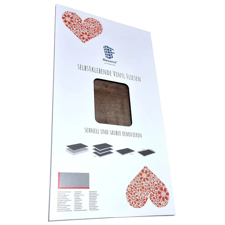Fliesana Baldosas autoadhesivas para suelos y paredes, juego de 3, impermeables, diseño de piedra natural, color óxido