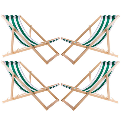 Woodok Juego de cuatro tumbonas, Tumbona plegable, Color rayas verdes