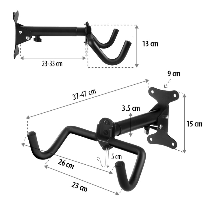 Suporte de parede para bicicleta Maclean, horizontal, aço, carga máxima de 30 kg, MC-484, 2 peças