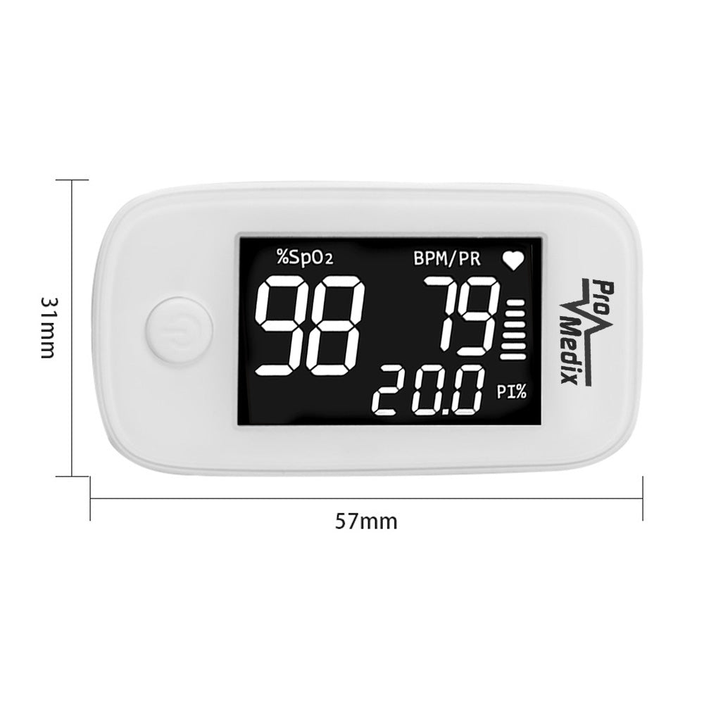 Oxímetro de pulso médico LED HD Promedix PR-870 de 1,5" + 2 máscaras faciais médicas CE EN 14683:2019 - Conjunto - Azul 10 peças Promedix PR-280 BFE&gt;98%...